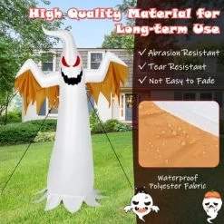 Costway 6ft Halloween Inflatable Ghost Quick Blow up Halloween Decor w/ Red LED Lights -Halloween Decorations Sales Store unnamed file 2354