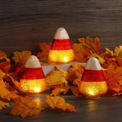 Mr. Halloween Mercury Glass LED Candy Corn Lights - 5"- Set of 3