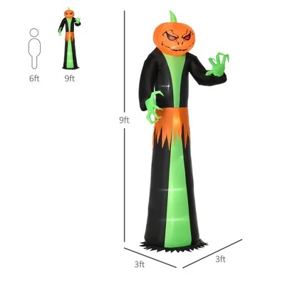 HOMCOM 9FT Inflatable Halloween Pumpkin Head Ghost with Build-in LED, Outdoor Lighted Blow Up Inflatables for Party Indoor,Garden, Lawn 4 HOMCOM 9FT Inflatable Halloween Pumpkin Head Ghost with Build-in LED, Outdoor Lighted Blow Up Inflatables for Party Indoor,Garden, Lawn - Image 4