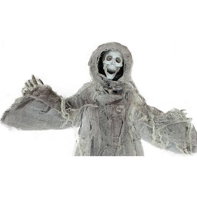 Northlight 36" Prelit Touch Activated Death Reaper Hanging Halloween Decoration - White/Gray 2 Northlight 36" Prelit Touch Activated Death Reaper Hanging Halloween Decoration - White/Gray - Image 2