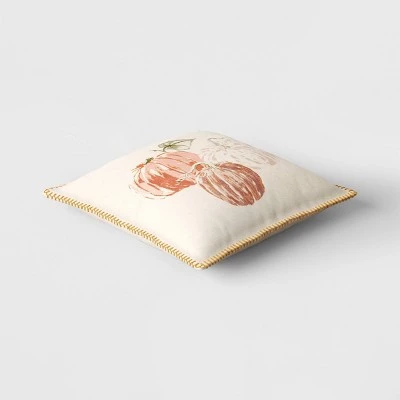 Pumpkin Square Throw Pillow Cream/Orange - Threshold™ 2 Pumpkin Square Throw Pillow Cream/Orange - Threshold™ - Image 2