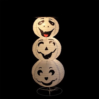 Northlight 44" Halloween Prelit Happy Ghost with Top Hat Yard Art Decoration - White/Black 1 Northlight 44" Halloween Prelit Happy Ghost with Top Hat Yard Art Decoration - White/Black