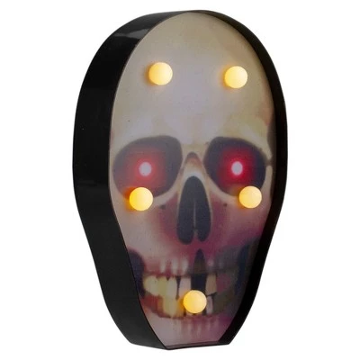 Northlight 7" Lighted Black and Red Skull Halloween Decoration 2 Northlight 7" Lighted Black and Red Skull Halloween Decoration - Image 2