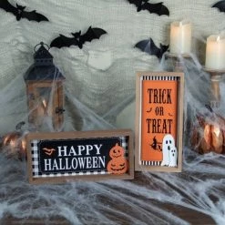 Northlight Set of 2 Happy Halloween Wooden Shadow Box Plaques