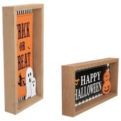 Northlight Set of 2 Happy Halloween Wooden Shadow Box Plaques -Halloween Decorations Sales Store unnamed file 2485