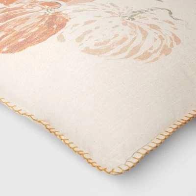 Pumpkin Square Throw Pillow Cream/Orange - Threshold™ 3 Pumpkin Square Throw Pillow Cream/Orange - Threshold™ - Image 3