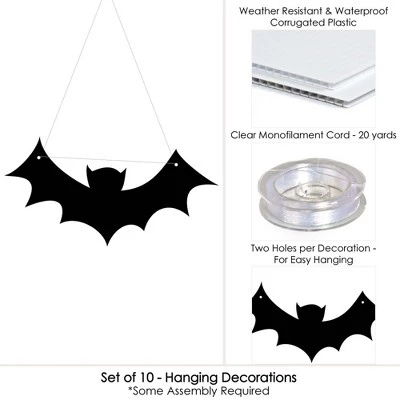 Big Dot of Happiness Hanging Black Bats - Outdoor Hanging Decor - Halloween Party Decorations - 10 Pieces 3 Big Dot of Happiness Hanging Black Bats - Outdoor Hanging Decor - Halloween Party Decorations - 10 Pieces - Image 3