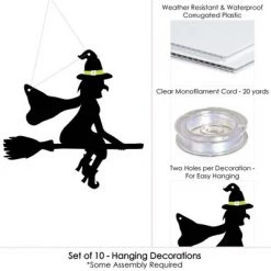 Big Dot of Happiness Hanging Scary Squad - Witch, Bats & Ghosts - Outdoor Hanging Decor - Halloween Party Decorations - 10 Pieces -Halloween Decorations Sales Store unnamed file 2509