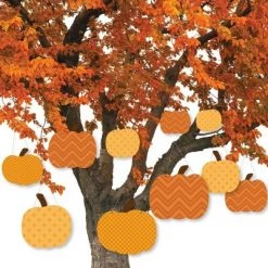 Big Dot of Happiness Hanging Pumpkin Patch - Outdoor Fall, Halloween or Thanksgiving Party Hanging Porch and Tree Yard Decorations - 10 Pieces