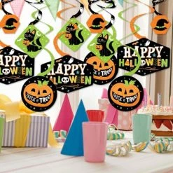 Big Dot of Happiness Jack-O'-Lantern Halloween - Kids Halloween Party Hanging Decor - Party Decoration Swirls - Set of 40