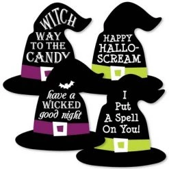 Big Dot of Happiness Happy Halloween - Witch Hat Decorations DIY Witch Party Essentials - Set of 20