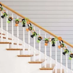 Big Dot of Happiness Jack-O'-Lantern Halloween - 90 Chain Links and 30 Paper Tassels Decor Kit - Kids Halloween Party Paper Chains Garland - 21 feet