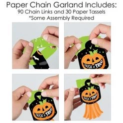 Big Dot of Happiness Jack-O'-Lantern Halloween - 90 Chain Links and 30 Paper Tassels Decor Kit - Kids Halloween Party Paper Chains Garland - 21 feet -Halloween Decorations Sales Store unnamed file 2648