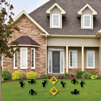 Big Dot of Happiness Zombie Zone - Sign & Zombie Hand Lawn Decorations - Outdoor Halloween or Birthday Zombie Crawl Party Yard Decorations - 10 Piece 1 Big Dot of Happiness Zombie Zone - Sign & Zombie Hand Lawn Decorations - Outdoor Halloween or Birthday Zombie Crawl Party Yard Decorations - 10 Piece