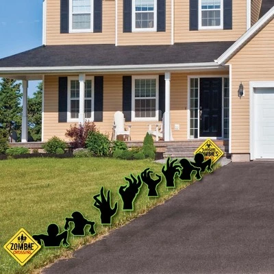 Big Dot of Happiness Zombie Zone - Sign & Zombie Hand Lawn Decorations - Outdoor Halloween or Birthday Zombie Crawl Party Yard Decorations - 10 Piece 2 Big Dot of Happiness Zombie Zone - Sign & Zombie Hand Lawn Decorations - Outdoor Halloween or Birthday Zombie Crawl Party Yard Decorations - 10 Piece - Image 2