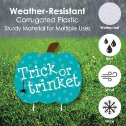 Big Dot of Happiness Teal Pumpkin - Lawn Decorations - Outdoor Halloween Allergy Friendly Trick or Trinket Yard Decorations - 10 Piece -Halloween Decorations Sales Store unnamed file 2665