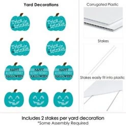 Big Dot of Happiness Teal Pumpkin - Lawn Decorations - Outdoor Halloween Allergy Friendly Trick or Trinket Yard Decorations - 10 Piece -Halloween Decorations Sales Store unnamed file 2666