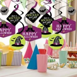 Big Dot of Happiness Happy Halloween - Witch Party Hanging Decor - Party Decoration Swirls - Set of 40