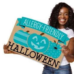 Big Dot of Happiness Teal Pumpkin - Halloween Allergy Friendly Trick or Trinket Yard Sign Lawn Decorations - Happy Halloween Party Yardy Sign -Halloween Decorations Sales Store unnamed file 2694