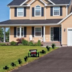 Big Dot of Happiness Zombie Zone - Yard Sign and Outdoor Lawn Decorations - Halloween or Birthday Zombie Crawl Party Yard Signs - Set of 8