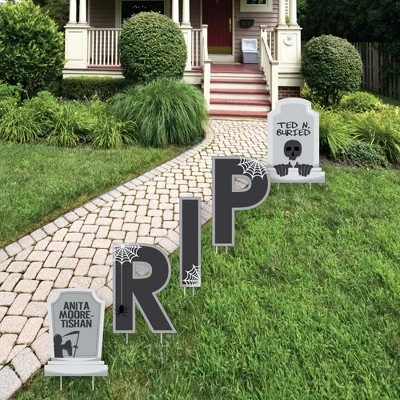 Big Dot of Happiness Graveyard Tombstones - Yard Sign Outdoor Lawn Decorations - Halloween Party Yard Signs - RIP 1 Big Dot of Happiness Graveyard Tombstones - Yard Sign Outdoor Lawn Decorations - Halloween Party Yard Signs - RIP