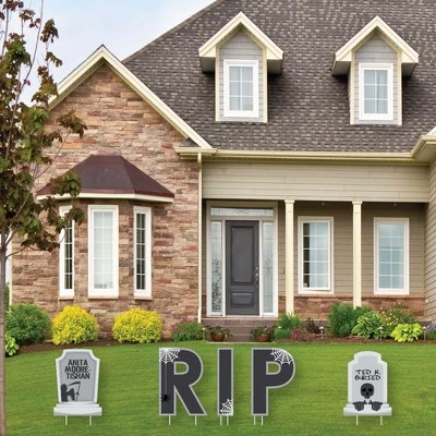 Big Dot of Happiness Graveyard Tombstones - Yard Sign Outdoor Lawn Decorations - Halloween Party Yard Signs - RIP 2 Big Dot of Happiness Graveyard Tombstones - Yard Sign Outdoor Lawn Decorations - Halloween Party Yard Signs - RIP - Image 2