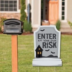 Big Dot of Happiness Graveyard Tombstones - Party Decorations - Halloween Party Welcome Yard Sign