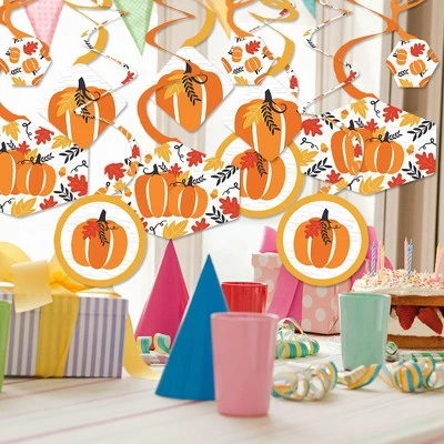 Big Dot of Happiness Fall Pumpkin - Halloween or Thanksgiving Party Hanging Decor - Party Decoration Swirls - Set of 40 1 Big Dot of Happiness Fall Pumpkin - Halloween or Thanksgiving Party Hanging Decor - Party Decoration Swirls - Set of 40