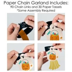 Big Dot of Happiness Trick or Treat - 90 Chain Links and 30 Paper Tassels Decoration Kit - Halloween Party Paper Chains Garland - 21 feet -Halloween Decorations Sales Store unnamed file 2777