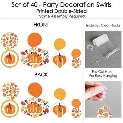 Big Dot of Happiness Fall Pumpkin - Halloween or Thanksgiving Party Hanging Decor - Party Decoration Swirls - Set of 40 4 Big Dot of Happiness Fall Pumpkin - Halloween or Thanksgiving Party Hanging Decor - Party Decoration Swirls - Set of 40 - Image 4