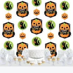 Big Dot of Happiness Jack-O'-Lantern Halloween - Kids Halloween Party DIY Backdrop - Hanging Vertical Decorations - 30 Pieces