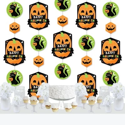 Big Dot of Happiness Jack-O'-Lantern Halloween - Kids Halloween Party DIY Backdrop - Hanging Vertical Decorations - 30 Pieces 1 Big Dot of Happiness Jack-O'-Lantern Halloween - Kids Halloween Party DIY Backdrop - Hanging Vertical Decorations - 30 Pieces
