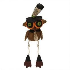Gallerie II 15.5" Plush Owl with Dangling Legs Halloween Figure - Brown/Black