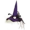 Melrose 22" Witch Hat with Pumpkins, Feathers and Lace Halloween Deoration - Purple/Black