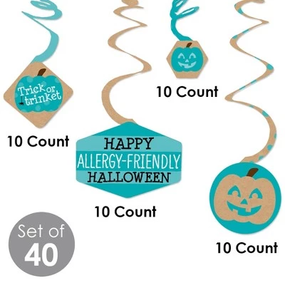 Big Dot of Happiness Teal Pumpkin - Halloween Allergy Friendly Trick or Trinket Hanging Decor - Party Decoration Swirls - Set of 40 3 Big Dot of Happiness Teal Pumpkin - Halloween Allergy Friendly Trick or Trinket Hanging Decor - Party Decoration Swirls - Set of 40 - Image 3