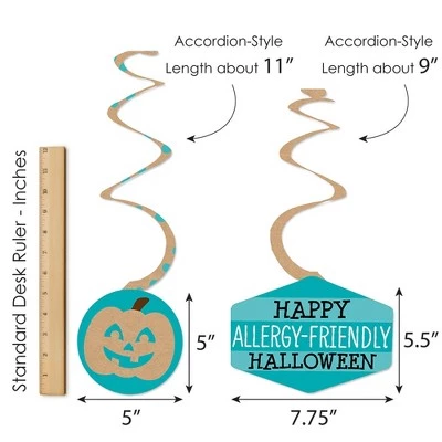 Big Dot of Happiness Teal Pumpkin - Halloween Allergy Friendly Trick or Trinket Hanging Decor - Party Decoration Swirls - Set of 40 5 Big Dot of Happiness Teal Pumpkin - Halloween Allergy Friendly Trick or Trinket Hanging Decor - Party Decoration Swirls - Set of 40 - Image 5
