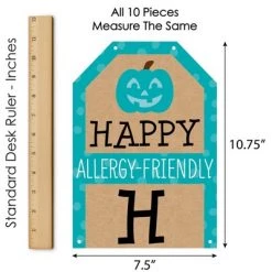 Big Dot of Happiness Teal Pumpkin - Hanging Vertical Paper Banners - Halloween Allergy Friendly Trick or Trinket Wall Decor Kit - Indoor Door Decor -Halloween Decorations Sales Store unnamed file 2863