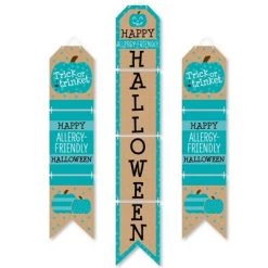 Big Dot of Happiness Teal Pumpkin - Hanging Vertical Paper Banners - Halloween Allergy Friendly Trick or Trinket Wall Decor Kit - Indoor Door Decor -Halloween Decorations Sales Store unnamed file 2864