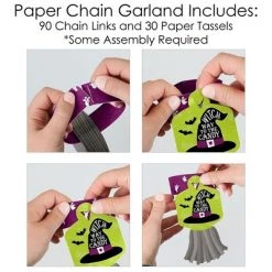 Big Dot of Happiness Happy Halloween - 90 Chain Links and 30 Paper Tassels Decoration Kit - Witch Party Paper Chains Garland - 21 feet -Halloween Decorations Sales Store unnamed file 2873