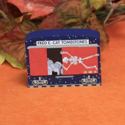 Cat's Meow Village Cats Meow Village 2.25" Fred E. Cat Tombstones Buzzard Express 2020 Halloween - Decorative Figurines 2 Cat's Meow Village Cats Meow Village 2.25" Fred E. Cat Tombstones Buzzard Express 2020 Halloween - Decorative Figurines - Image 2