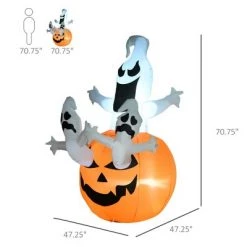 HOMCOM 6' Outdoor Inflatable Halloween Decoration - Jack-O-Lantern with Ghosts -Halloween Decorations Sales Store unnamed file 2951