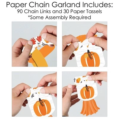 Big Dot of Happiness Fall Pumpkin - 90 Chain Links & 30 Paper Tassels Decoration Kit - Halloween or Thanksgiving Party Paper Chains Garland - 21 feet 3 Big Dot of Happiness Fall Pumpkin - 90 Chain Links & 30 Paper Tassels Decoration Kit - Halloween or Thanksgiving Party Paper Chains Garland - 21 feet - Image 3