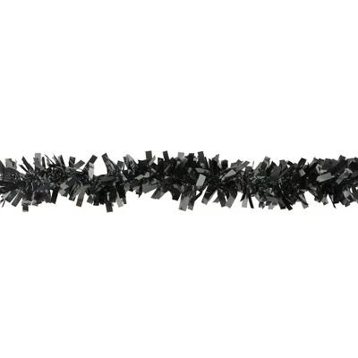 Northlight Wide Cut Black Halloween Tinsel Garland - 50 feet, Unlit 1 Northlight Wide Cut Black Halloween Tinsel Garland - 50 feet, Unlit