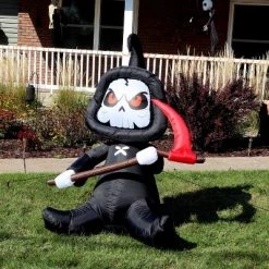Sunnydaze Decor Sunnydaze 60" Self-Inflatable Holiday Grim Reaper with Scythe Outdoor Halloween Lawn Decoration with LED Lights