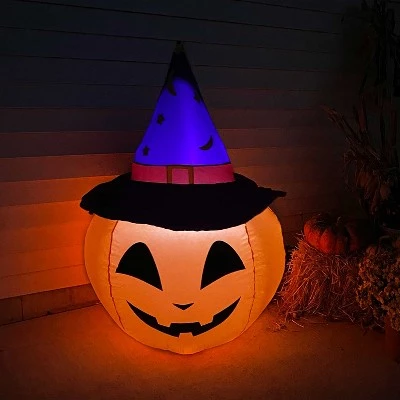 Sunnydaze Decor Sunnydaze 4 Foot Self Inflatable Blow Up Jack-O' Lantern with Witch Hat Outdoor Holiday Halloween Lawn Decoration with LED Lights 7 Sunnydaze Decor Sunnydaze 4 Foot Self Inflatable Blow Up Jack-O' Lantern with Witch Hat Outdoor Holiday Halloween Lawn Decoration with LED Lights - Image 7