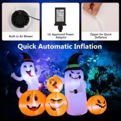 Costway 6 FT Long Halloween Inflatable Decor 4 Pumpkins & Ghosts w/ Built-in LED Lights -Halloween Decorations Sales Store unnamed file 3059