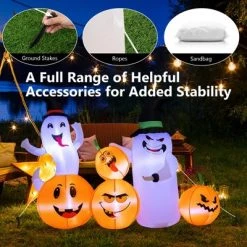 Costway 6 FT Long Halloween Inflatable Decor 4 Pumpkins & Ghosts w/ Built-in LED Lights -Halloween Decorations Sales Store unnamed file 3060