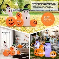 Costway 6 FT Long Halloween Inflatable Decor 4 Pumpkins & Ghosts w/ Built-in LED Lights -Halloween Decorations Sales Store unnamed file 3061