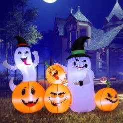 Costway 6 FT Long Halloween Inflatable Decor 4 Pumpkins & Ghosts w/ Built-in LED Lights -Halloween Decorations Sales Store unnamed file 3064