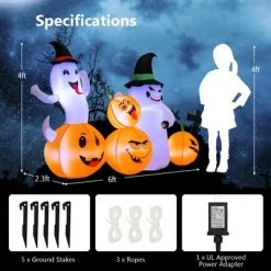 Costway 6 FT Long Halloween Inflatable Decor 4 Pumpkins & Ghosts w/ Built-in LED Lights -Halloween Decorations Sales Store unnamed file 3065